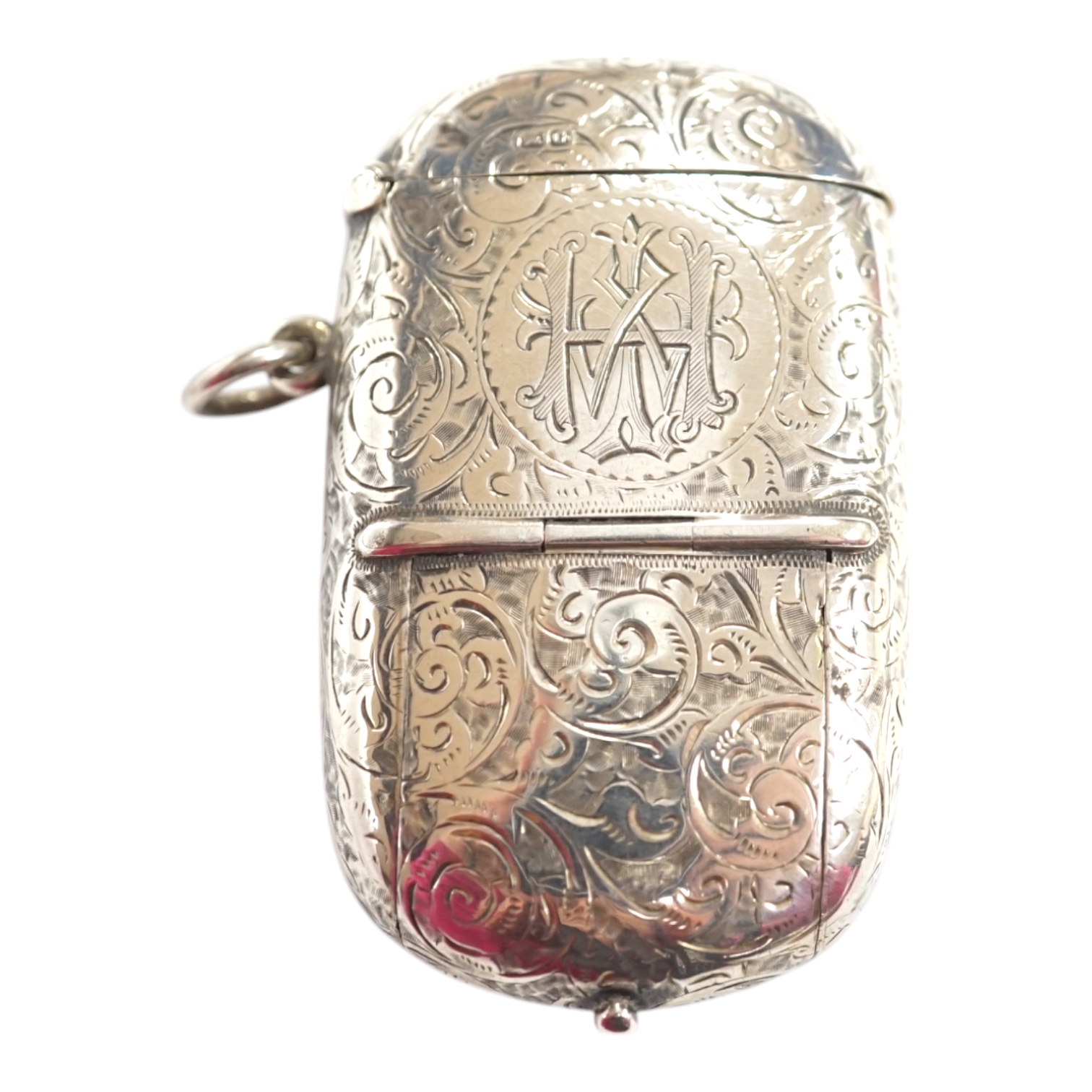 A late Victorian silver combination sovereign and vesta case, with pencil (lacking another item?, William Neale, Chester, 1890, 59mm. Condition - fair to good